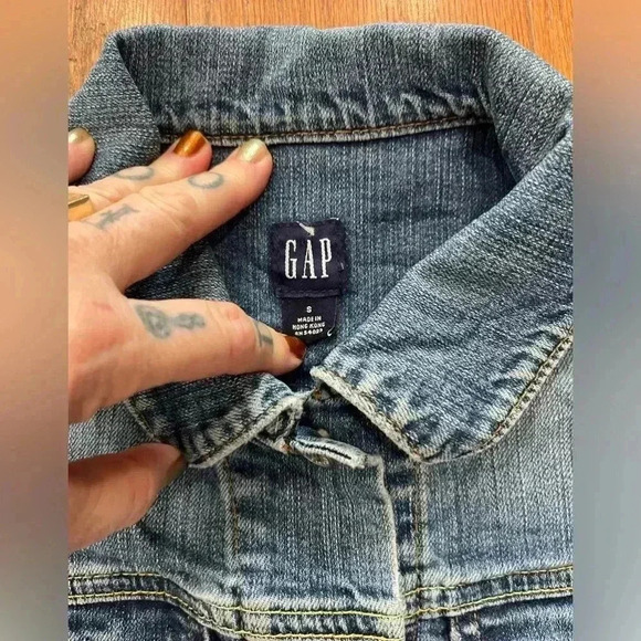 Gap true Vintage 2003 Denim Jean Jacket Long Sleeves Button Up Hong Kong-S - Picture 6 of 7